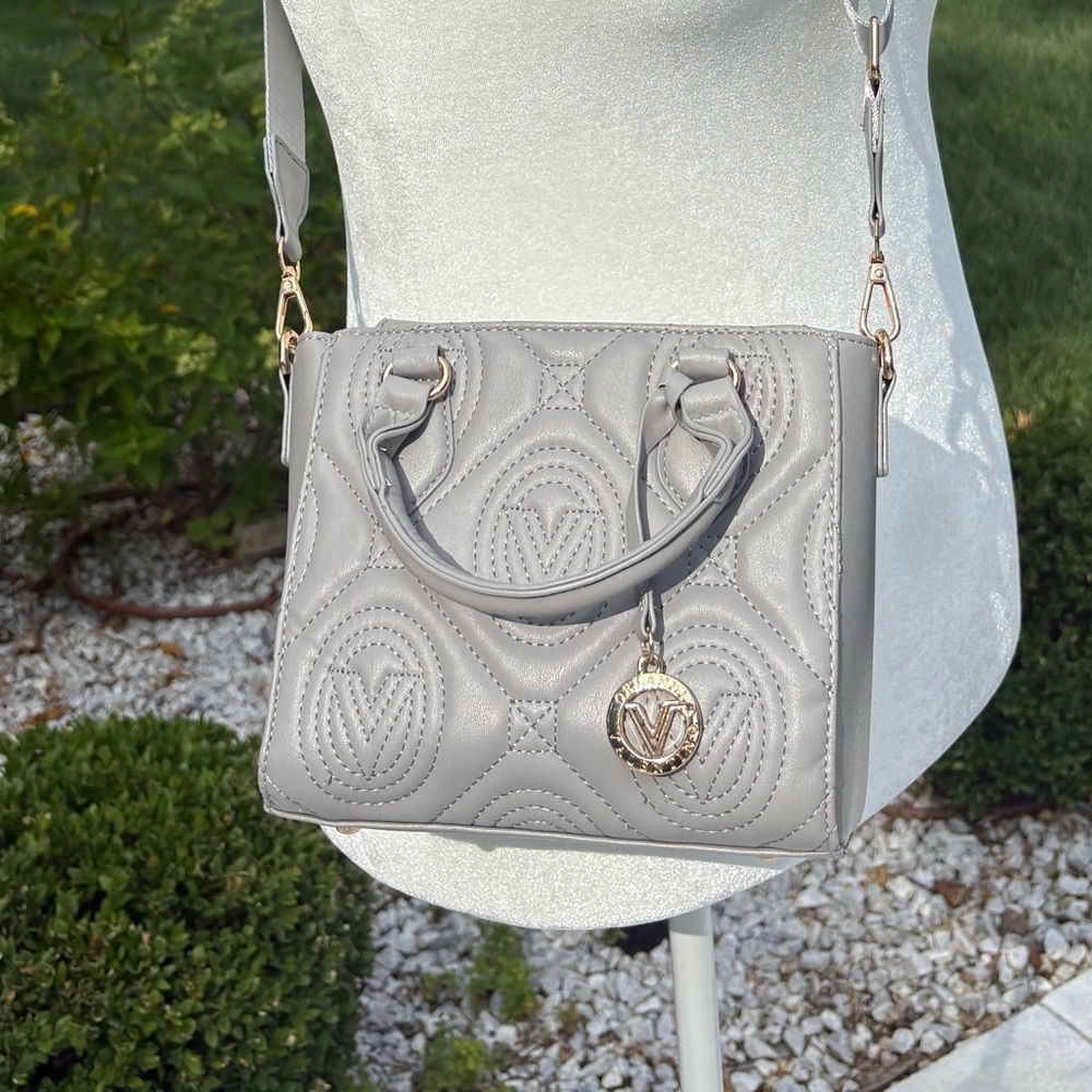 Valentino Orlandi Small Gray Quilted Monogram New with Tag